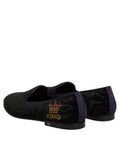 Men's Black Dg Crown Embroidery Loafers Slip On Shoes