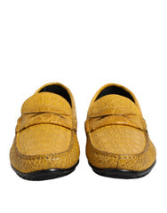Men's Yellow Exotic Leather Loafers Slip On Shoes Caiman