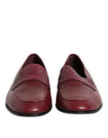Men's Burgundy Calfskin Leather Formal Slip On Shoes Caiman