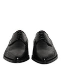 Black Leather Lace Up Dress Men Derby Shoes Python