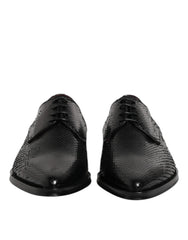Black Leather Lace Up Dress Men Derby Shoes Python