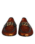 Orange Sequin Embellished Men Loafers Shoes Polyethylene