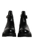 Black Belted Dg Logo Men Chelsea Boots Shoes Calf Leather