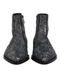 Men's Dark Gray Cotton Sequined Chelsea Boots Shoes Viscose Pe Polyester