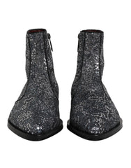 Men's Dark Gray Cotton Sequined Chelsea Boots Shoes Viscose Pe Polyester