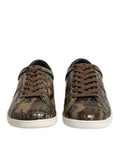 Men's Brown Exotic Leather Low Top Sneakers Shoes Caiman Calfskin