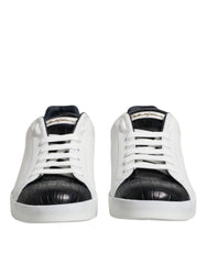 Men's Portofino Sneaker White Calfskin Crocodile Leather