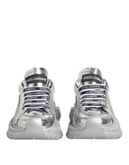 Women's Silver Leather Super Queen Sneakers Shoes Calfskin Viscose