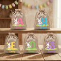 Personalizado lindo huevo de Pascua conejo inicial bolsa de regalo de caramelo de cordón con el nombre de Pascua Fiesta de Favores Regalo para Niños Niñas