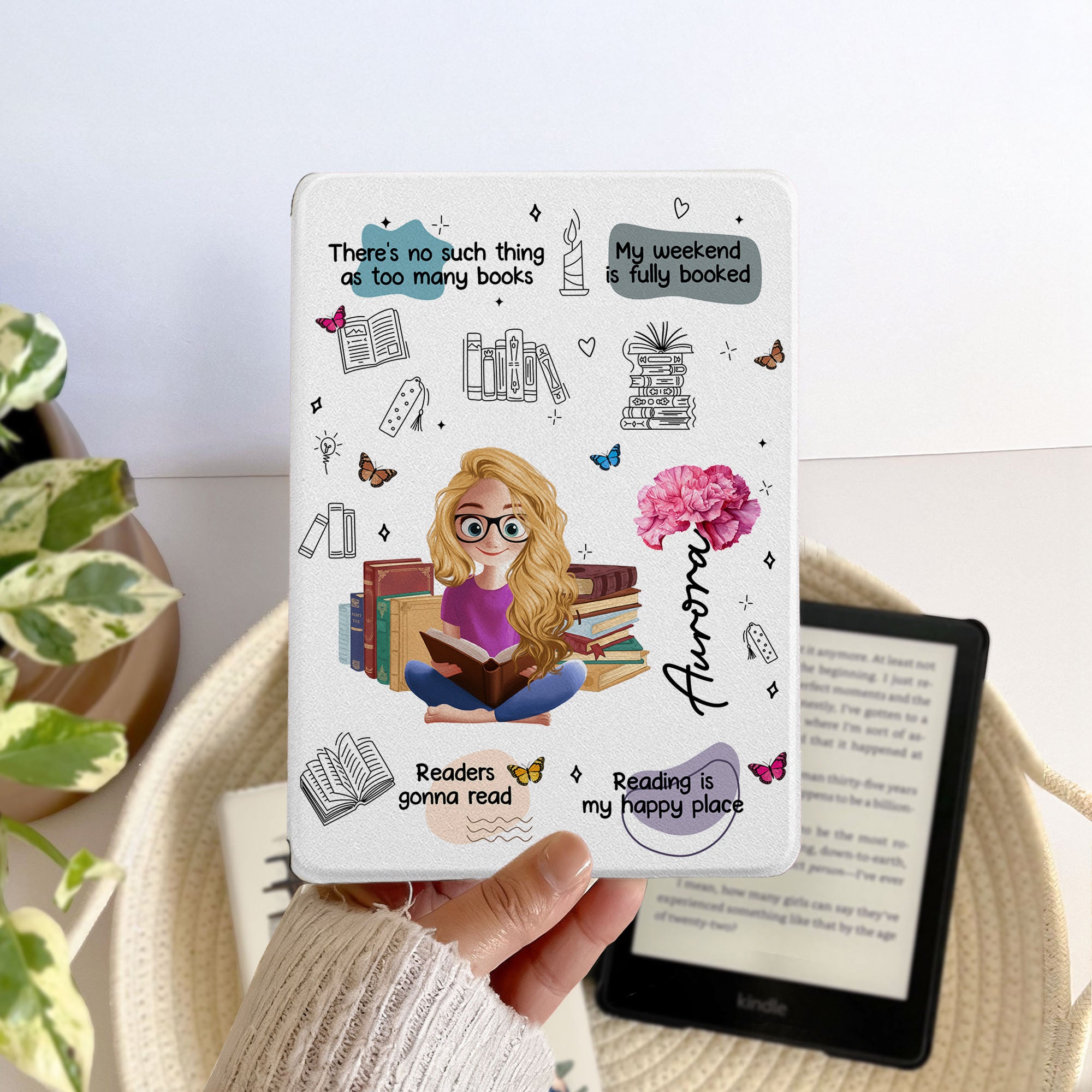 Funda personalizada para Kindle con nombre y frase de bibliófilo Regalo de cumpleaños para los amantes de los libros y los ratones de biblioteca