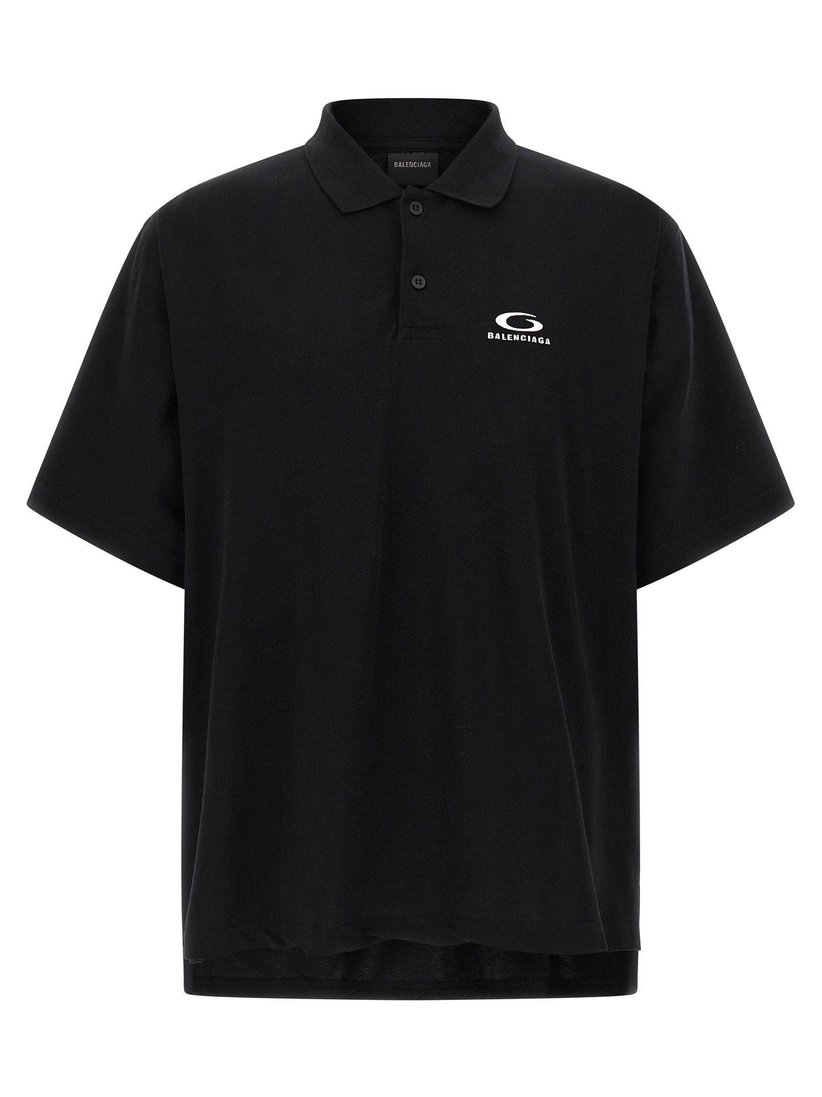 Balenciaga Logo-Embroidered Piqué Polo Shirt — Black
