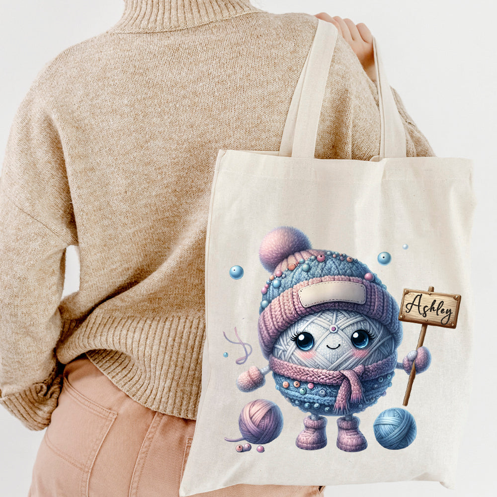 Bolsa de lona grande personalizada con nombre Accesorios de viaje Regalo de cumpleaños para mujeres amantes del punto
