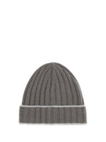 Brunello Cucinelli M2240900 Ribbed Cashmere Beanie — Gray