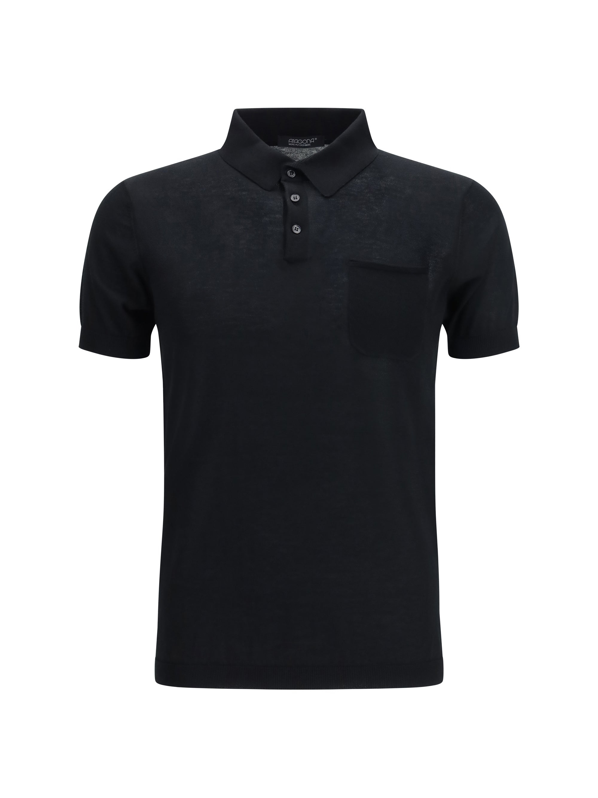 Aragona Cashmere Short-Sleeve Cotton Polo — Black