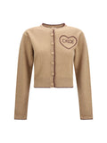 Cárdigan Chloé de lana y cachemir bordado con logo — Beige