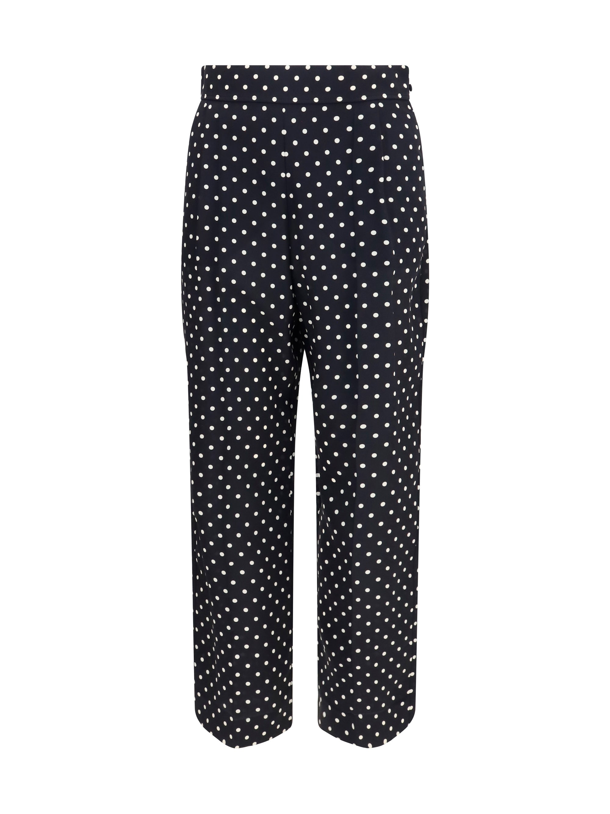 Valentino Polka-Dot Crêpe de Chine Trousers — Black