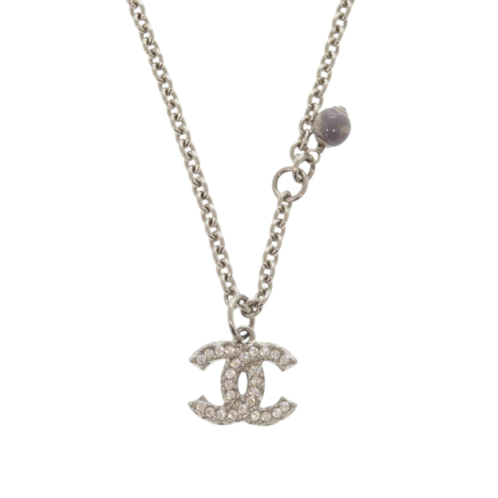 CC Brass and Strass Faux Pearl Pendant Necklace