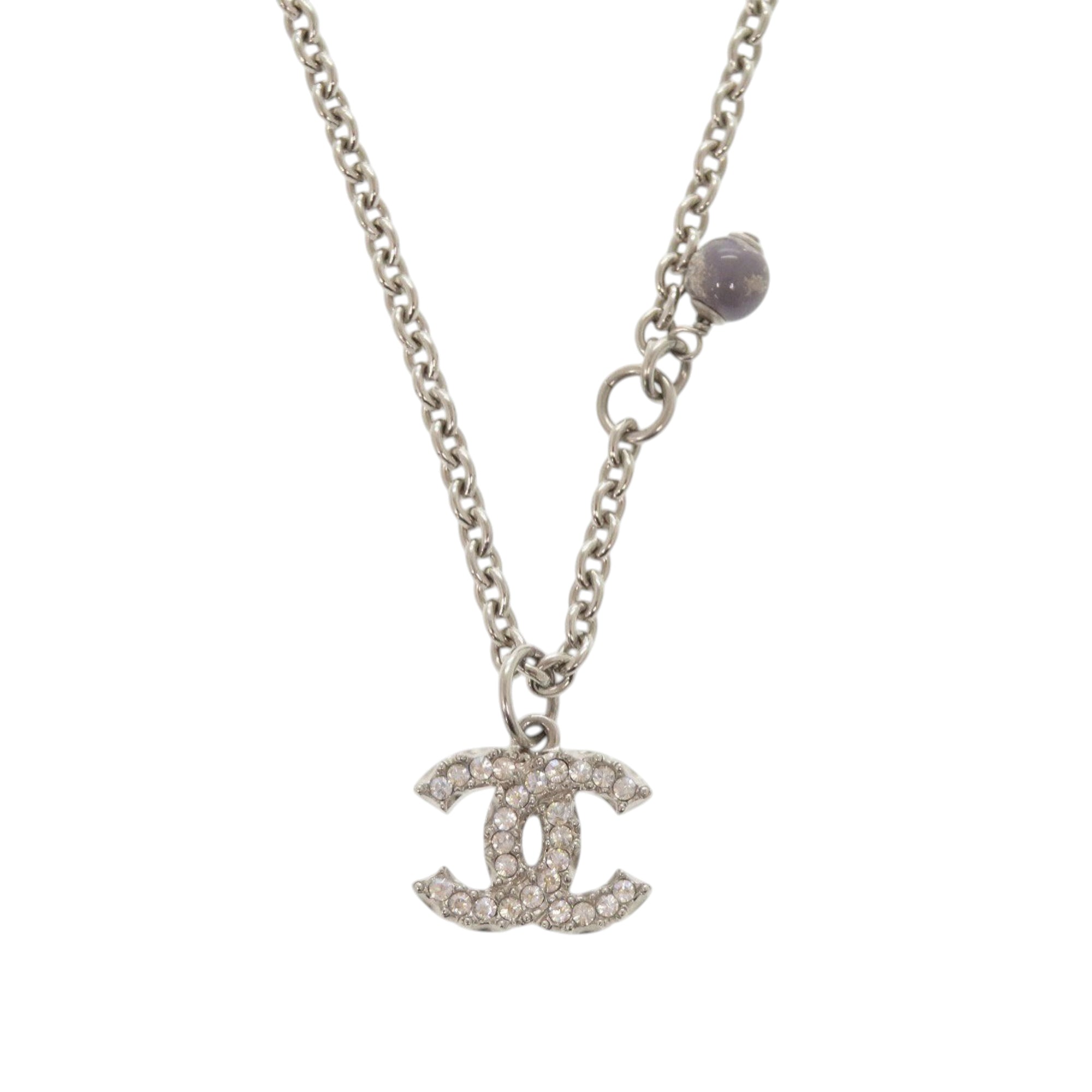 CC Brass and Strass Faux Pearl Pendant Necklace