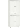 184cm Tall Kitchen Cupboard, Freestanding Kitchen Pantry Storage Cabinet with 4 Doors, 3 Adjustable Shelves, Drawer, Anti-tipping Device, Sideboard Organiser for Dining Room, Living Room, White