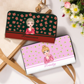 Personalizada Nacimiento Flor Cartoon Character Grande PU Cartera de mano de cuero con nombre Múltiples compartimentos Cumpleaños Novia Regalo para las mujeres