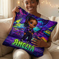 Personalizado Graffiti Estilo Cartoon Personaje Suave Funda de Almohada con Nombre Decoración del Hogar Cumpleaños Regalo para Mujeres Niñas