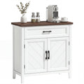 30" Narrow Farmhouse Sideboard with 2 Doors, Adjustable Shelf, White