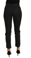 Women's Black Dress Polka Dot Cropped Straight Pants Cotton