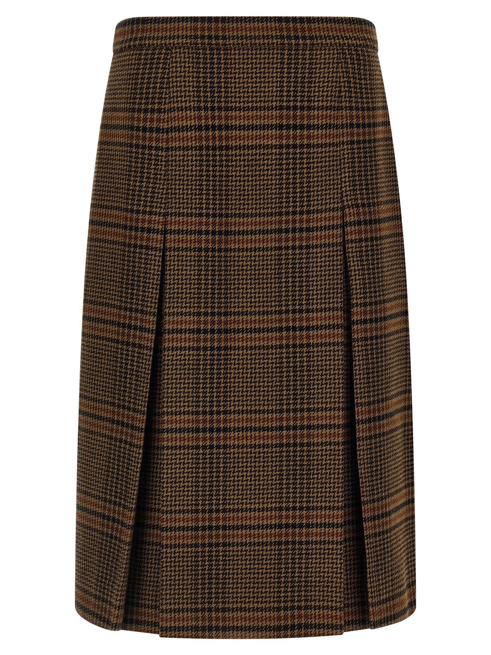 Saint Laurent Prince of Wales Skirt — Brown
