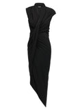 Balenciaga Draped Jersey Crêpe Dress — Black