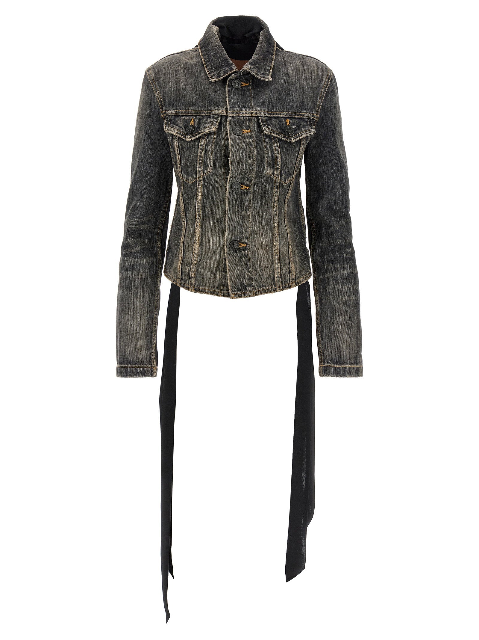 Balenciaga Lace-Up Denim Jacket — Grey