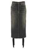 Balenciaga Lace-Up Denim Skirt — Grey