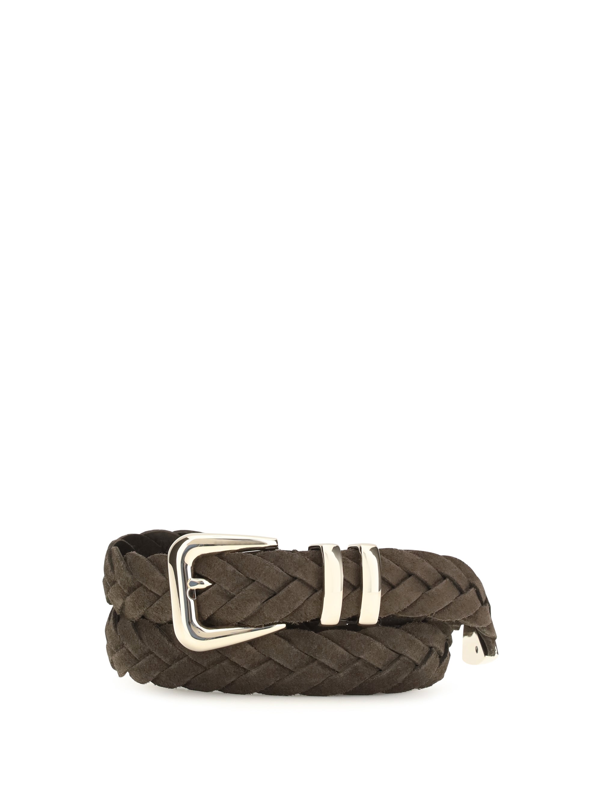 Brunello Cucinelli Woven Leather Belt — Brown