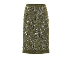 Women's Green Viscose Mini Skirt