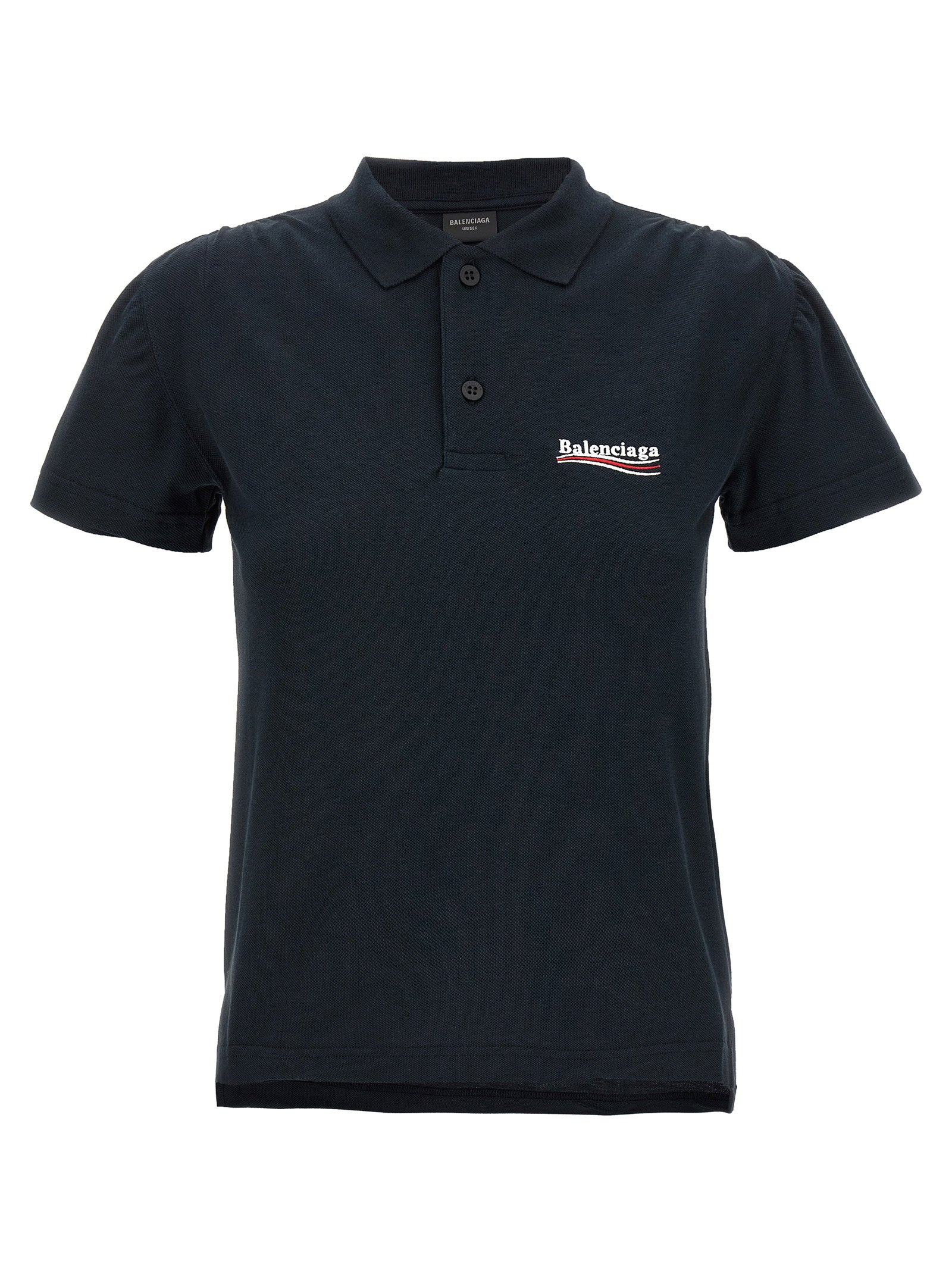 Balenciaga Logo-Embroidered Piqué Polo Shirt — Black