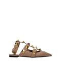 Women's Pink Leather Flat Sandals