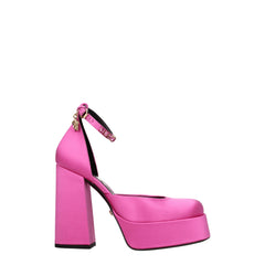 Women's Pink Satin Platform Pumps