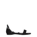 Women's Black Satin Flat Sandals