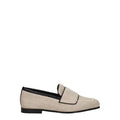 Women's Beige Fabric Slip-On Loafers