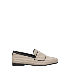 Women's Beige Fabric Slip-On Loafers
