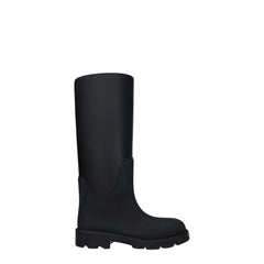 Women's Black Cotton Rain Boots