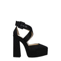 Women's Black Satin Platform Sandals
