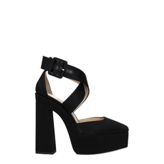 Women's Black Satin Platform Sandals