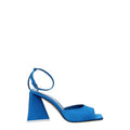 Women's Satin Open-Toe Heel Sandal Blue Upper Leather