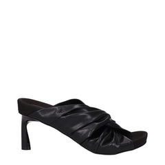Women's Ruched Eco Leather Heel Sandal Black