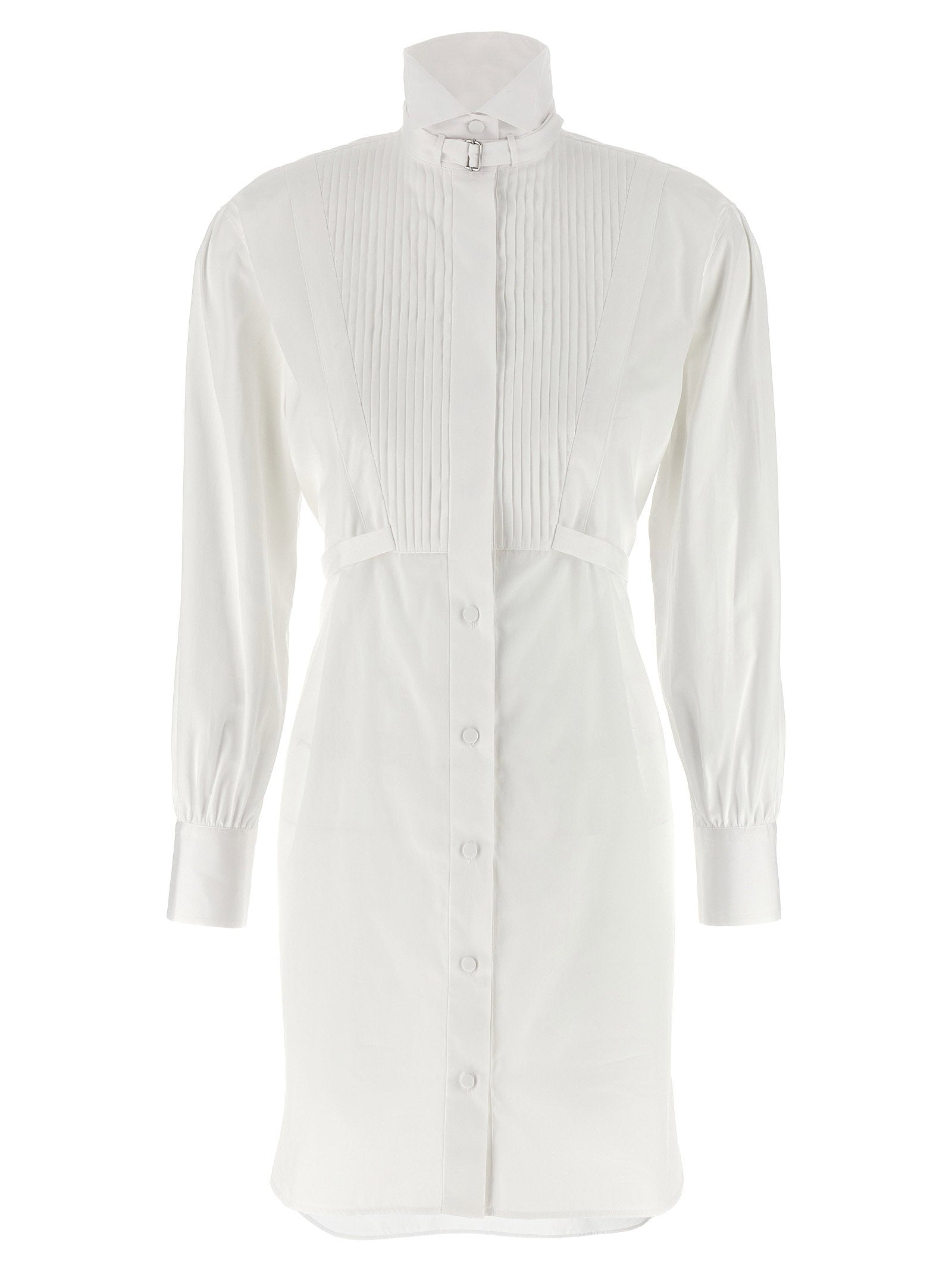 Alexander McQueen Tuxedo Chemisier Dress — White