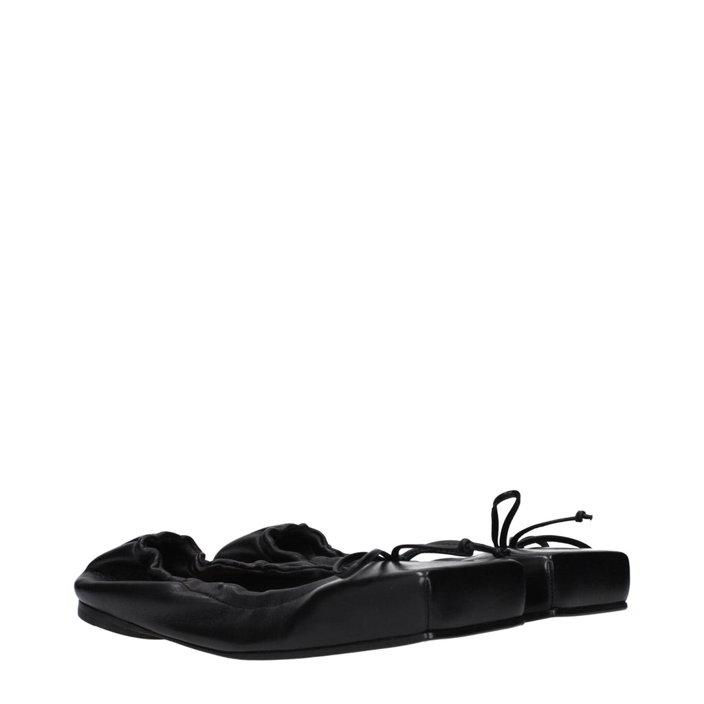 Black Leather Ballet Flats