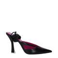 Women's Pointed-Toe Leather Mule Black Heels