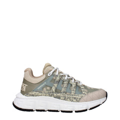 Men's Green Fabric Low Top Sneakers