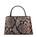 Women's Python-Printed Leather Shoulder Bag Taupe