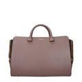 Women's Leather With Check Trim Top Handle Bag Gray